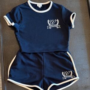 Le Lis Navy Lounge Set with White Trim Wellness Academia size XS/ S